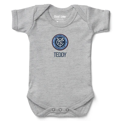 Infant Chad & Jake Heather Gray New York City FC Logo Personalized Bodysuit