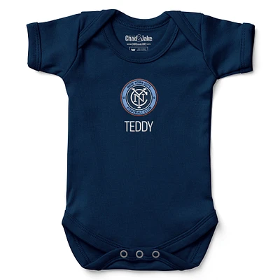 Infant Chad & Jake Navy New York City FC Logo Personalized Bodysuit