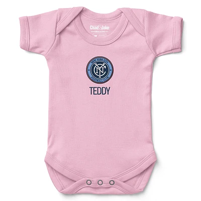 Infant Chad & Jake Light Pink New York City FC Logo Personalized Bodysuit