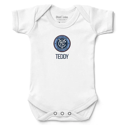 Infant Chad & Jake White New York City FC Logo Personalized Bodysuit
