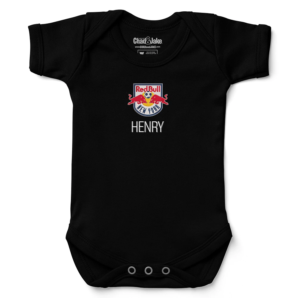 Infant Chad & Jake Black New York Red Bulls Logo Personalized Bodysuit