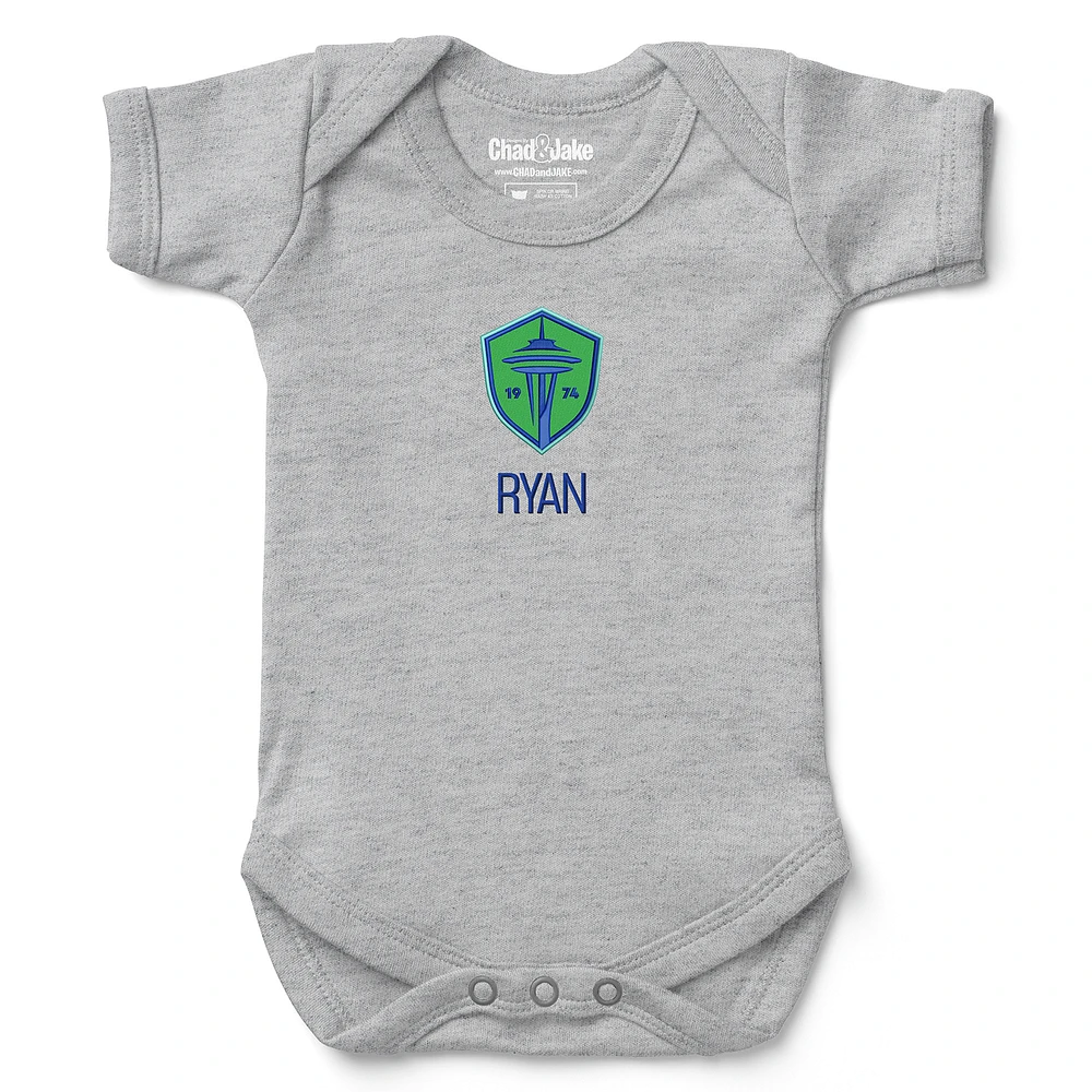 Infant Chad & Jake Heather Gray Seattle Sounders FC Logo Personalized Bodysuit