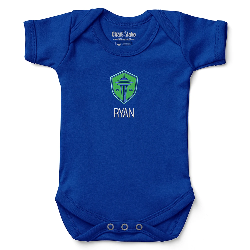 Infant Chad & Jake Blue Seattle Sounders FC Logo Personalized Bodysuit