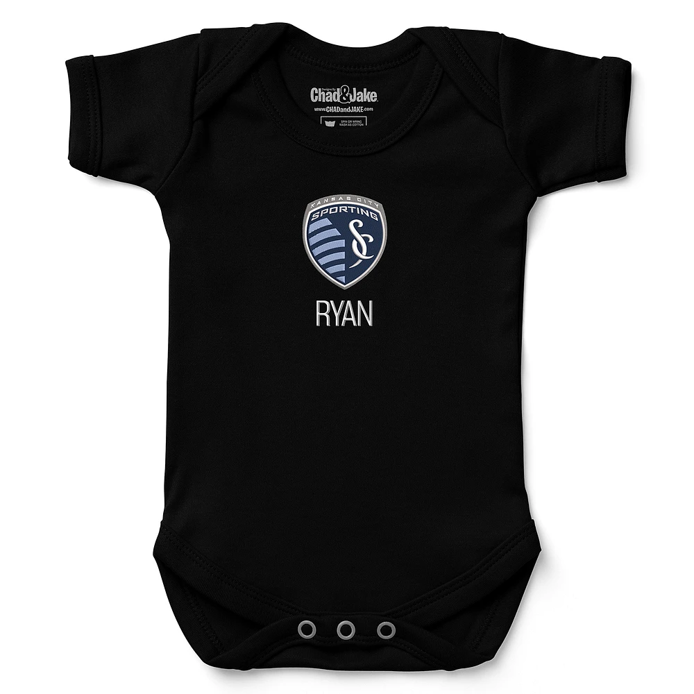 Infant Chad & Jake Black Sporting Kansas City Logo Personalized Bodysuit