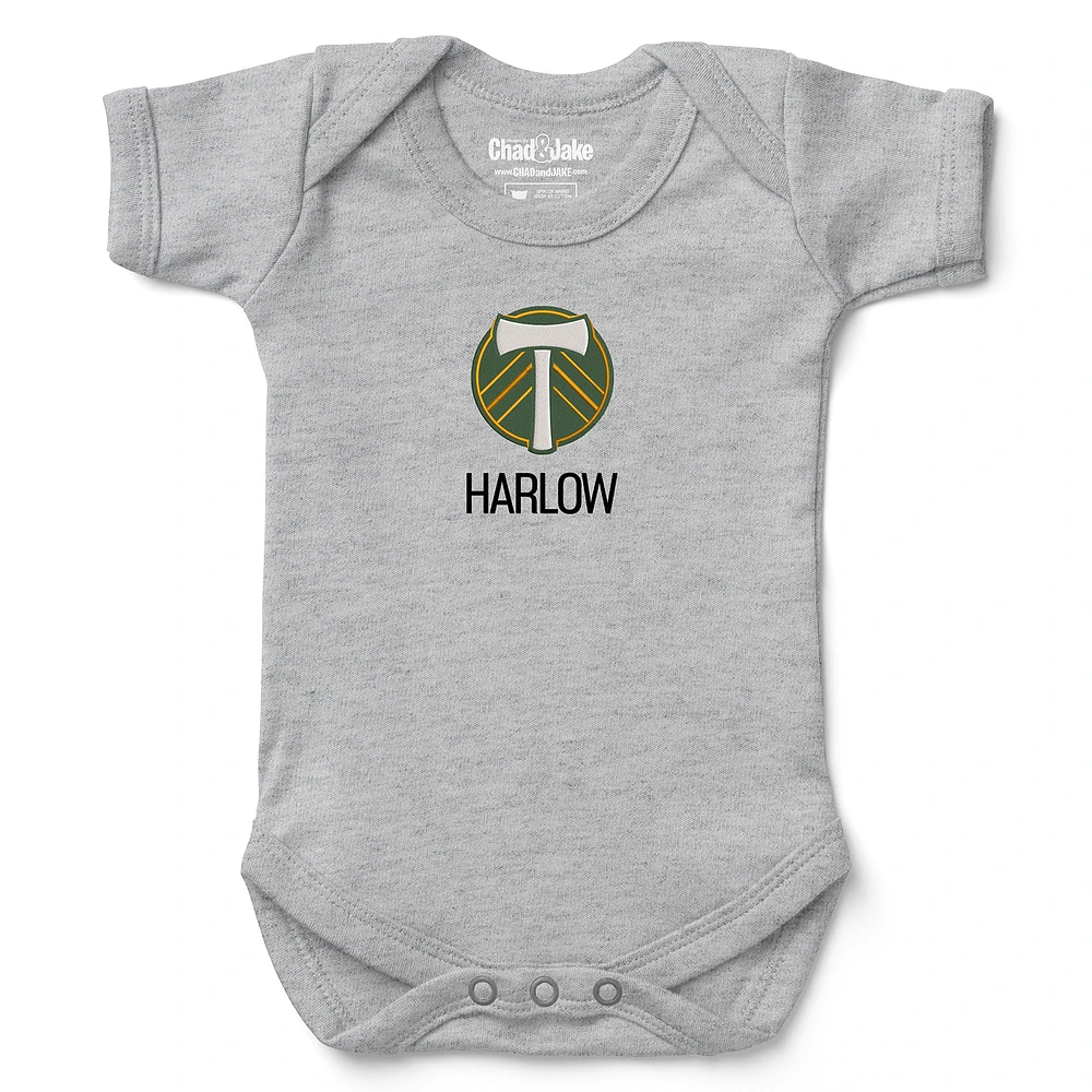 Infant Chad & Jake Heather Gray Portland Timbers Logo Personalized Bodysuit