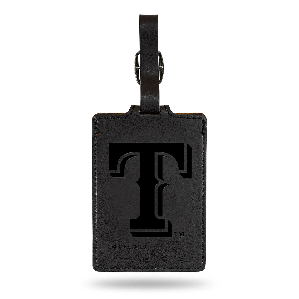 Black Texas Rangers Ultra Suede Luggage Tag