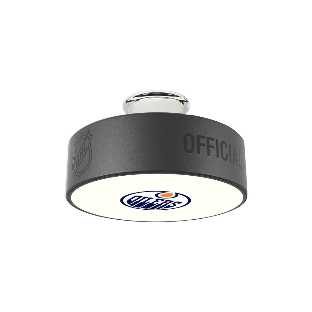 Edmonton Oilers Primary Logo Hockey Puck Light