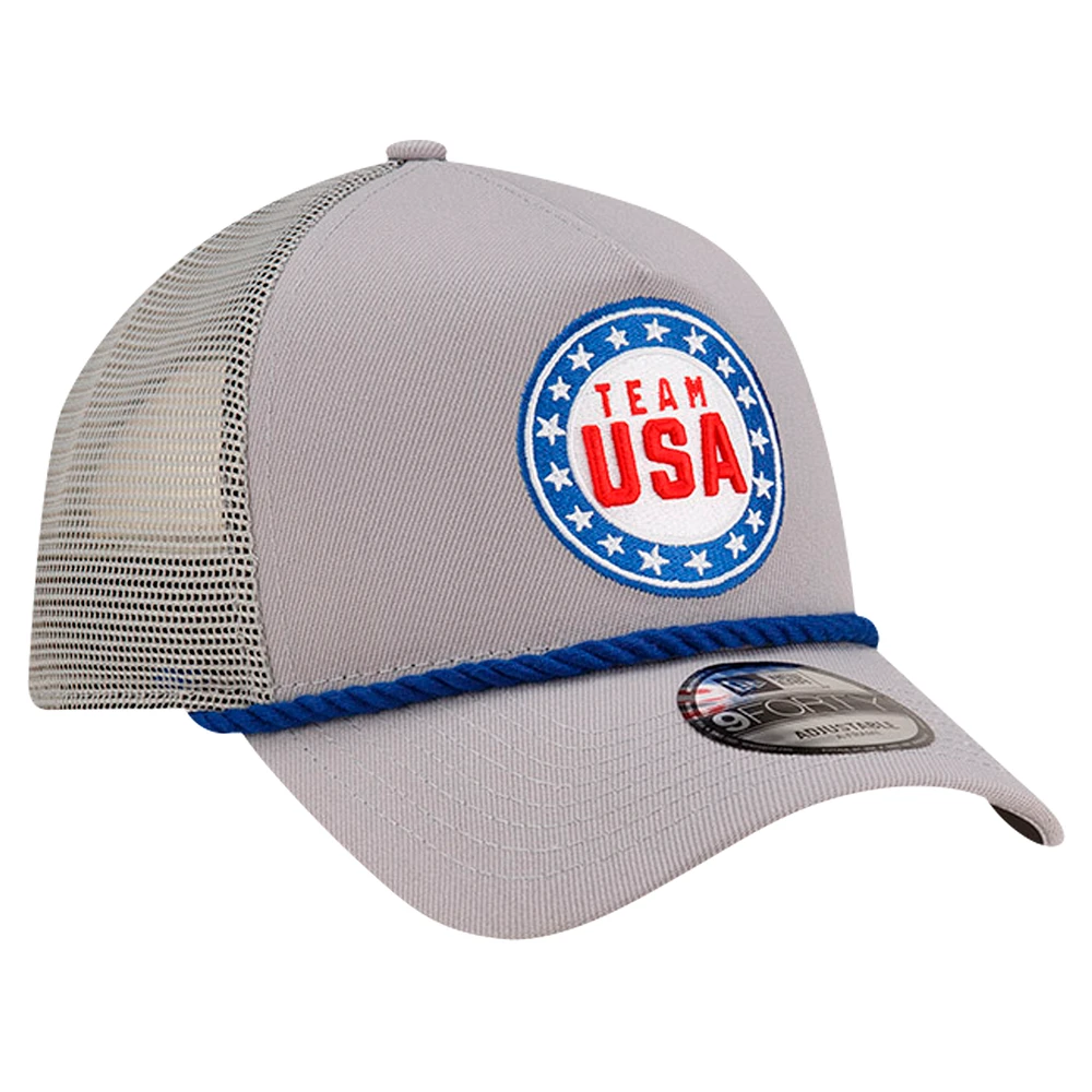 Men's New Era Gray Looney Tunes x Team USA Badge Trucker 9FORTY Adjustable Hat