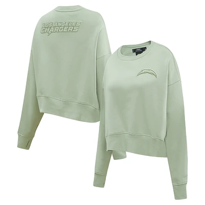Women's Pro Standard Light Green Los Angeles Chargers Oversized Cropped Neutral Pullover Sweatshirt