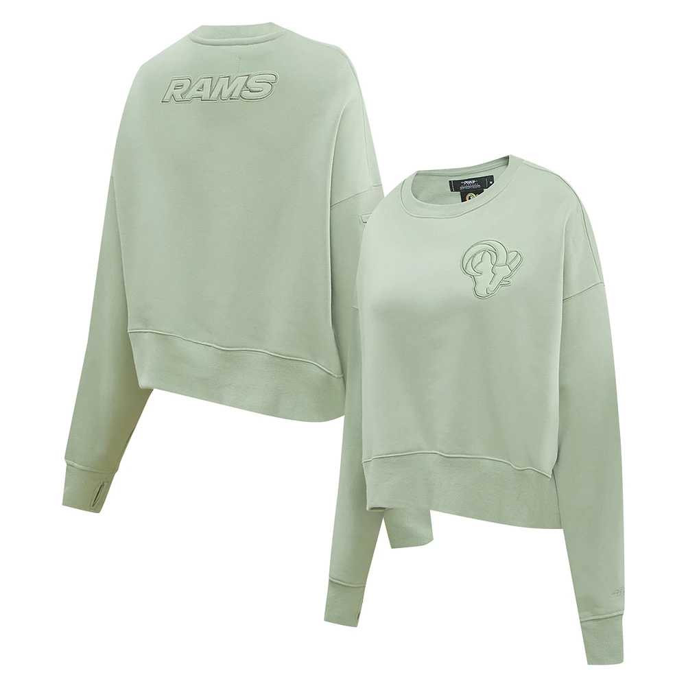 Women's Pro Standard Light Green Los Angeles Rams Oversized Cropped Neutral Pullover Sweatshirt