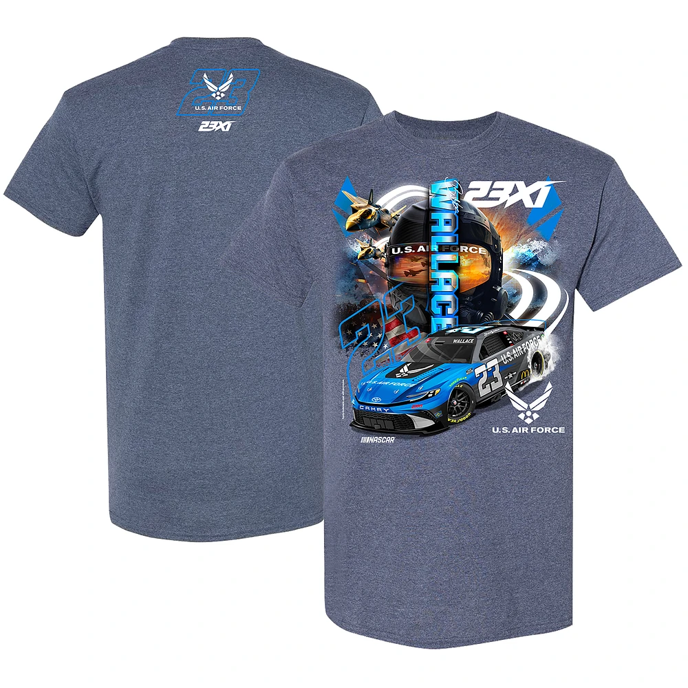 Men's 23XI Racing Heather Navy Bubba Wallace U.S. Air Force Car T-Shirt