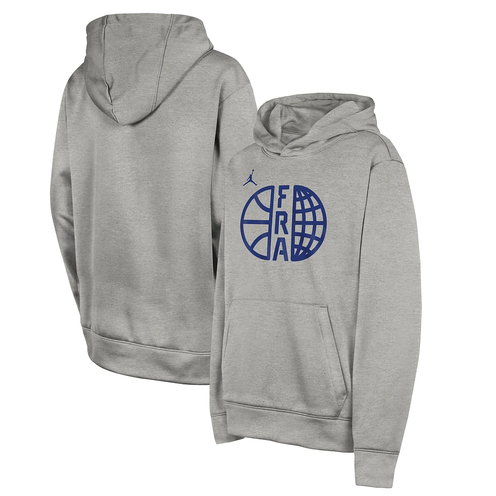 Youth Jordan Brand Heather Gray France Basketball Authentic Practice Club Pullover Hoodie
