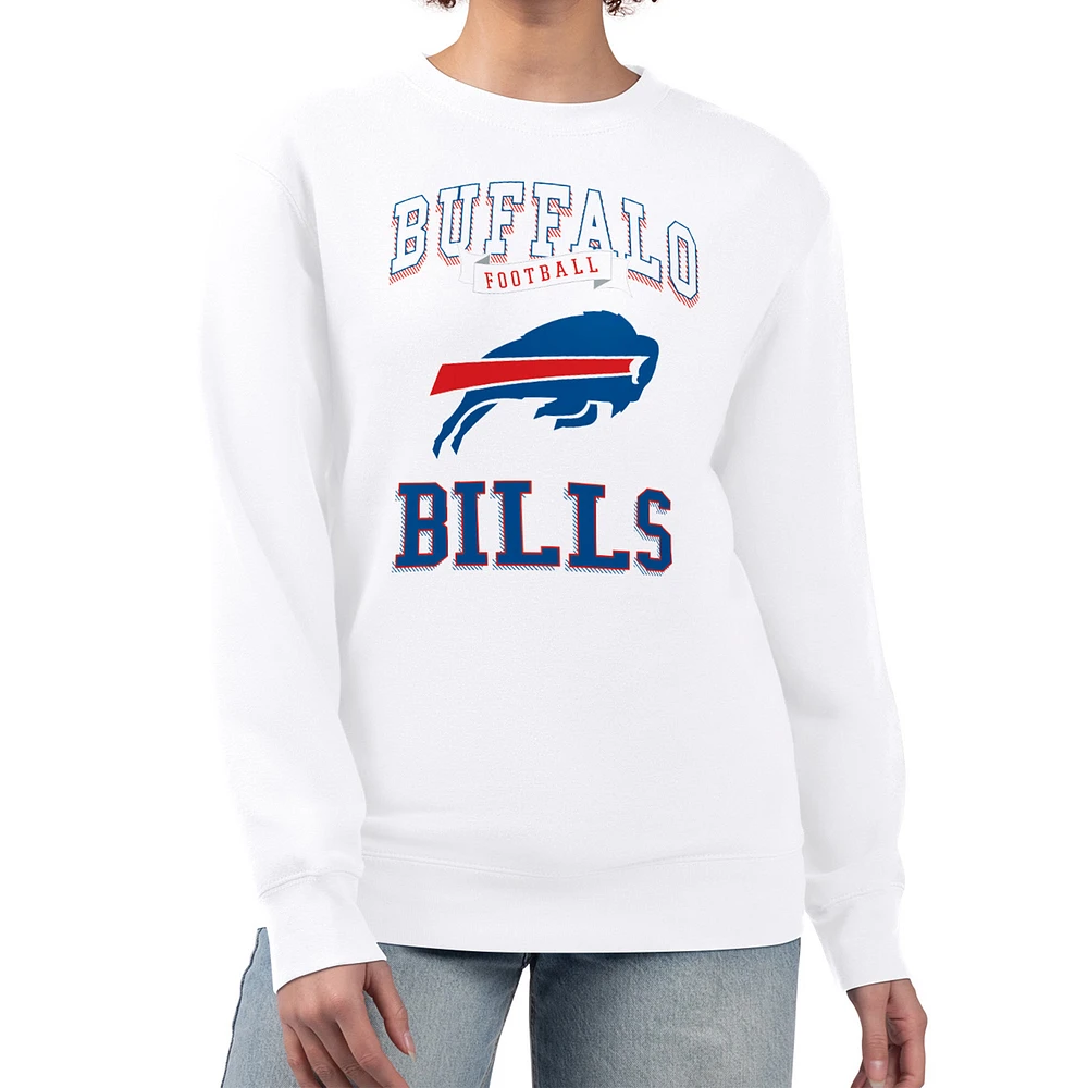 Women's G-III 4Her by Carl Banks White Buffalo Bills Team Logo Graphic Tri-Blend Pullover Sweatshirt