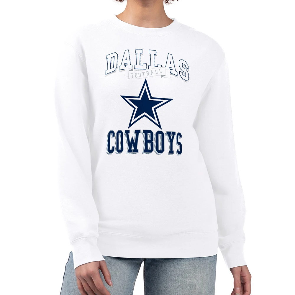 Women's G-III 4Her by Carl Banks White Dallas Cowboys Team Logo Graphic Tri-Blend Pullover Sweatshirt