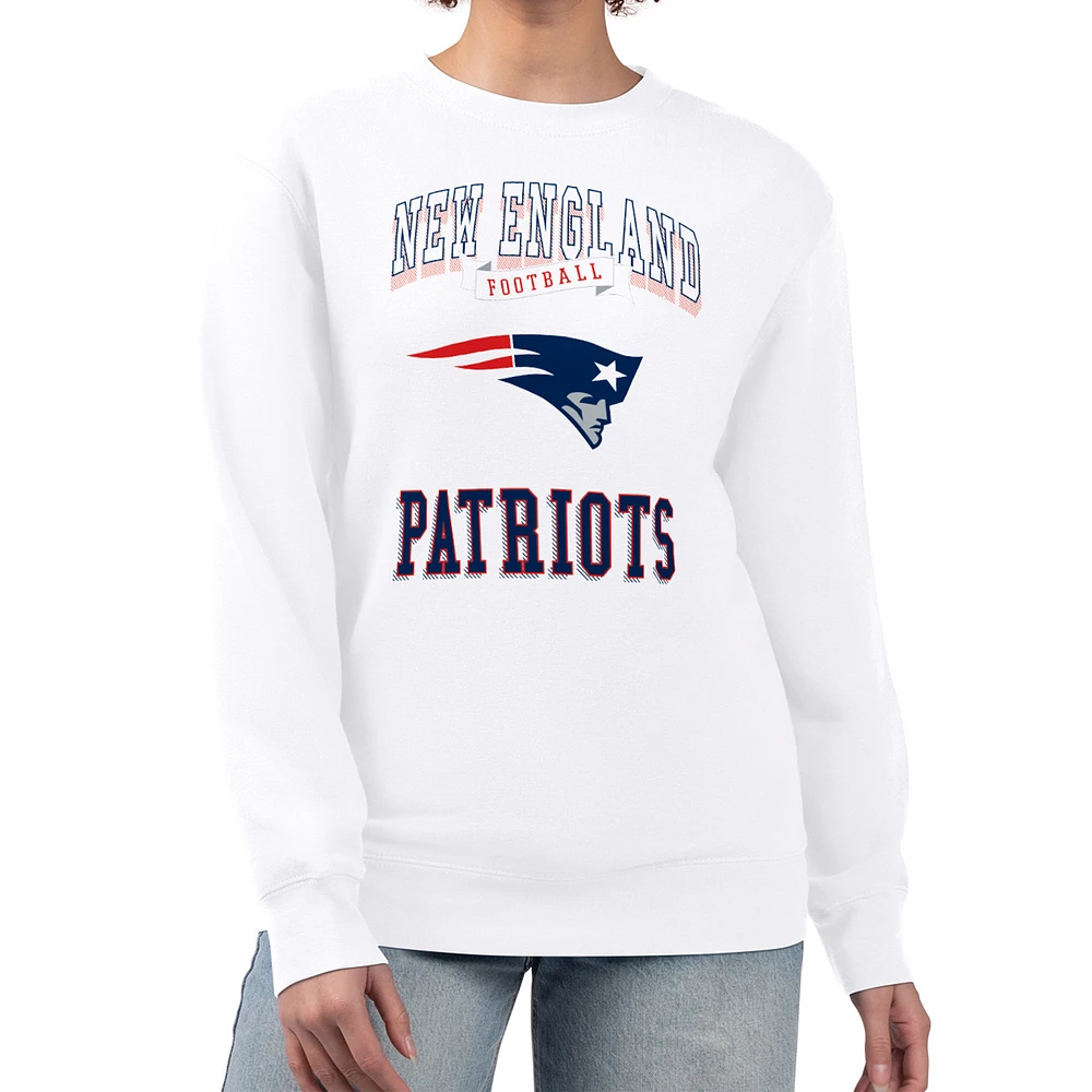 Women's G-III 4Her by Carl Banks White New England Patriots Team Logo Graphic Tri-Blend Pullover Sweatshirt