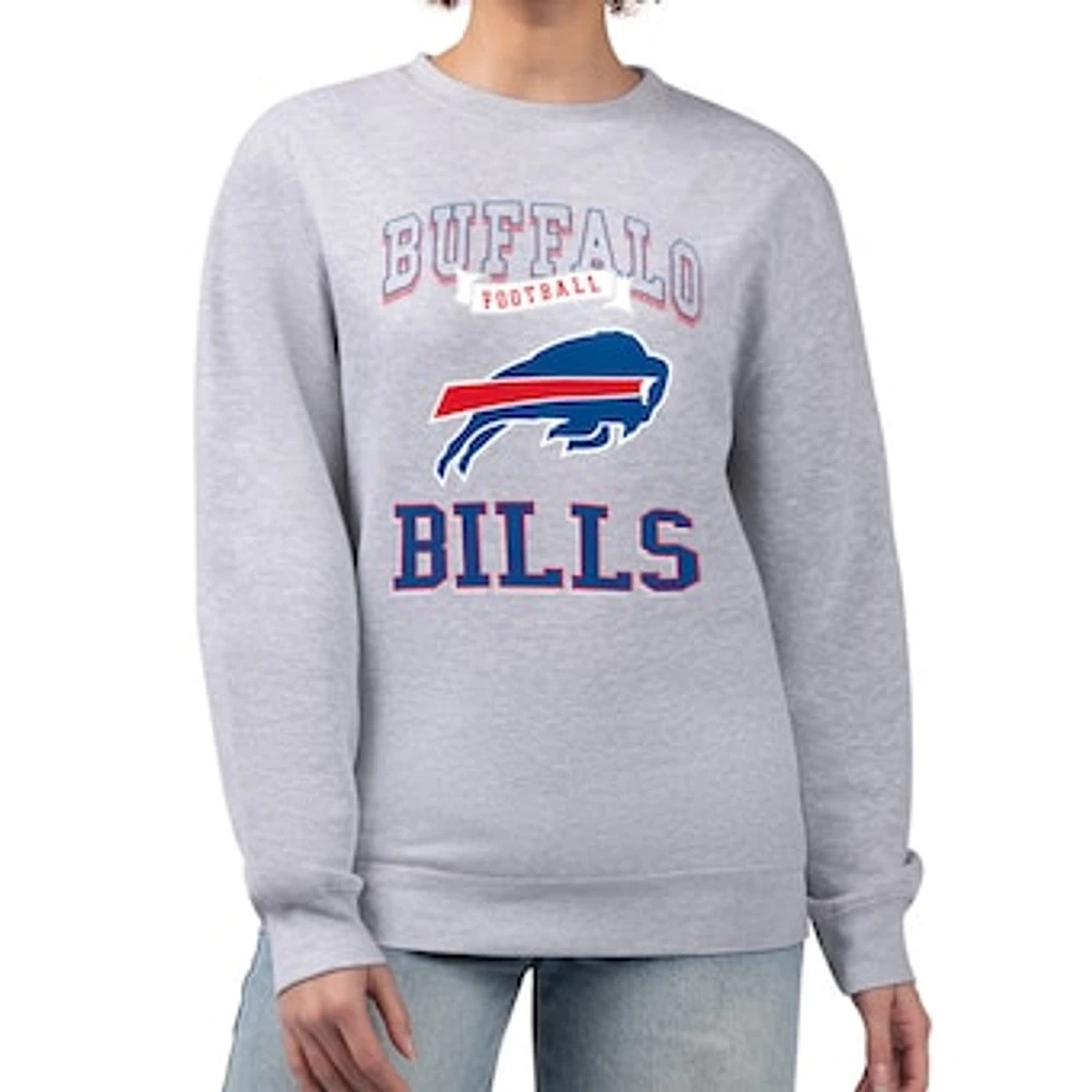 Women's G-III 4Her by Carl Banks Heather Gray Buffalo Bills Team Logo Graphic Tri-Blend Pullover Sweatshirt