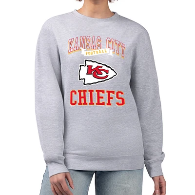 Women's G-III 4Her by Carl Banks Heather Gray Kansas City Chiefs Team Logo Graphic Tri-Blend Pullover Sweatshirt