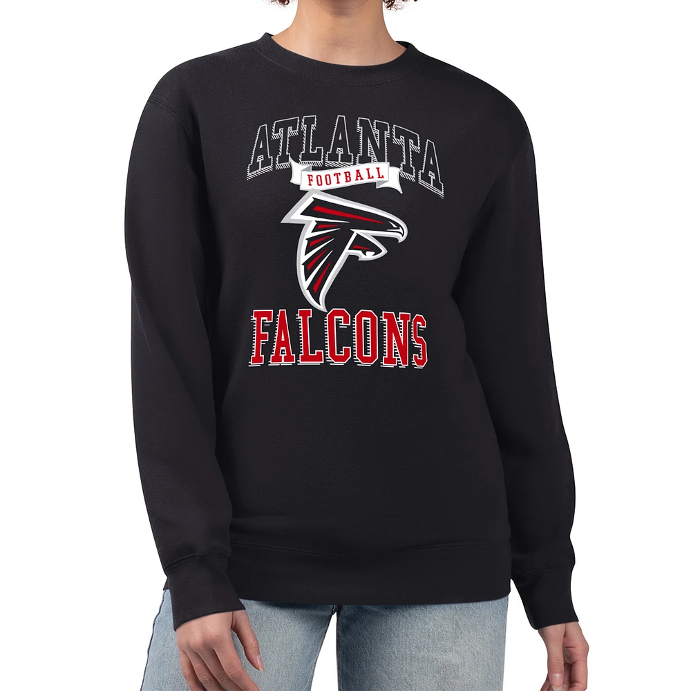 Women's G-III 4Her by Carl Banks Black Atlanta Falcons Team Logo Graphic Tri-Blend Pullover Sweatshirt