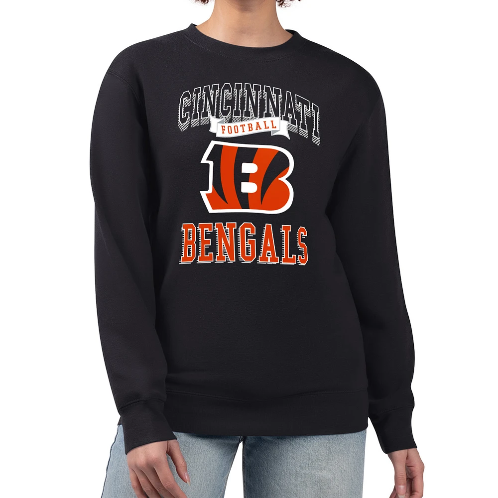 Women's G-III 4Her by Carl Banks Black Cincinnati Bengals Team Logo Graphic Tri-Blend Pullover Sweatshirt