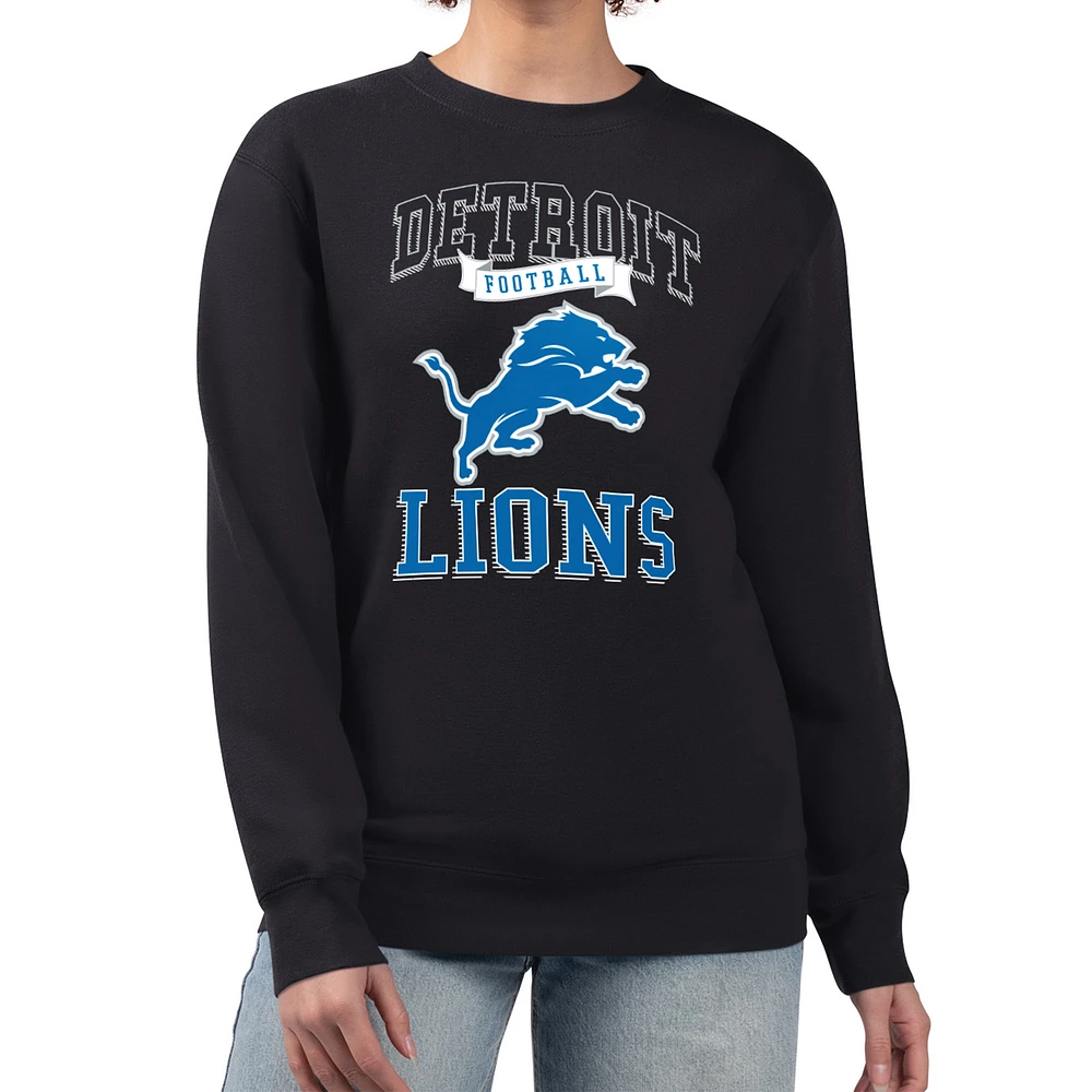 Women's G-III 4Her by Carl Banks Detroit Lions Team Logo Graphic Tri-Blend Pullover Sweatshirt