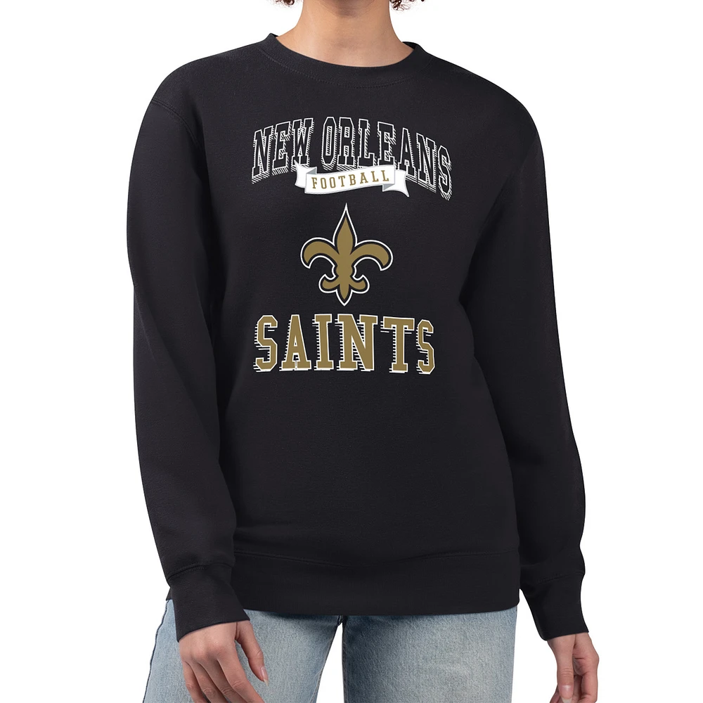 Women's G-III 4Her by Carl Banks Black New Orleans Saints Team Logo Graphic Tri-Blend Pullover Sweatshirt