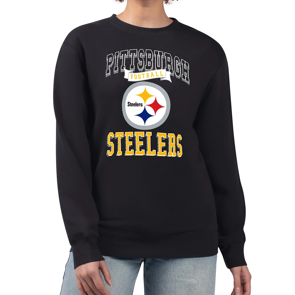 Women's G-III 4Her by Carl Banks Pittsburgh Steelers Team Logo Graphic Tri-Blend Pullover Sweatshirt