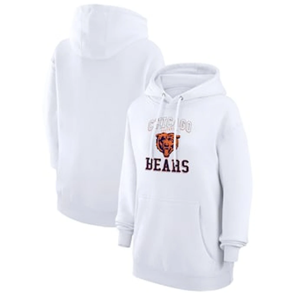 Women's G-III 4Her by Carl Banks White Chicago Bears Team Logo Graphic Fleece Tri-Blend Pullover Hoodie