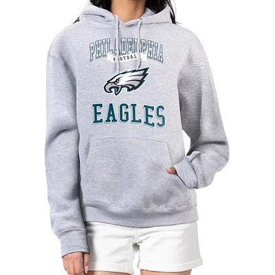 Women's G-III 4Her by Carl Banks Heather Gray Philadelphia Eagles Team Logo Graphic Fleece Tri-Blend Pullover Hoodie