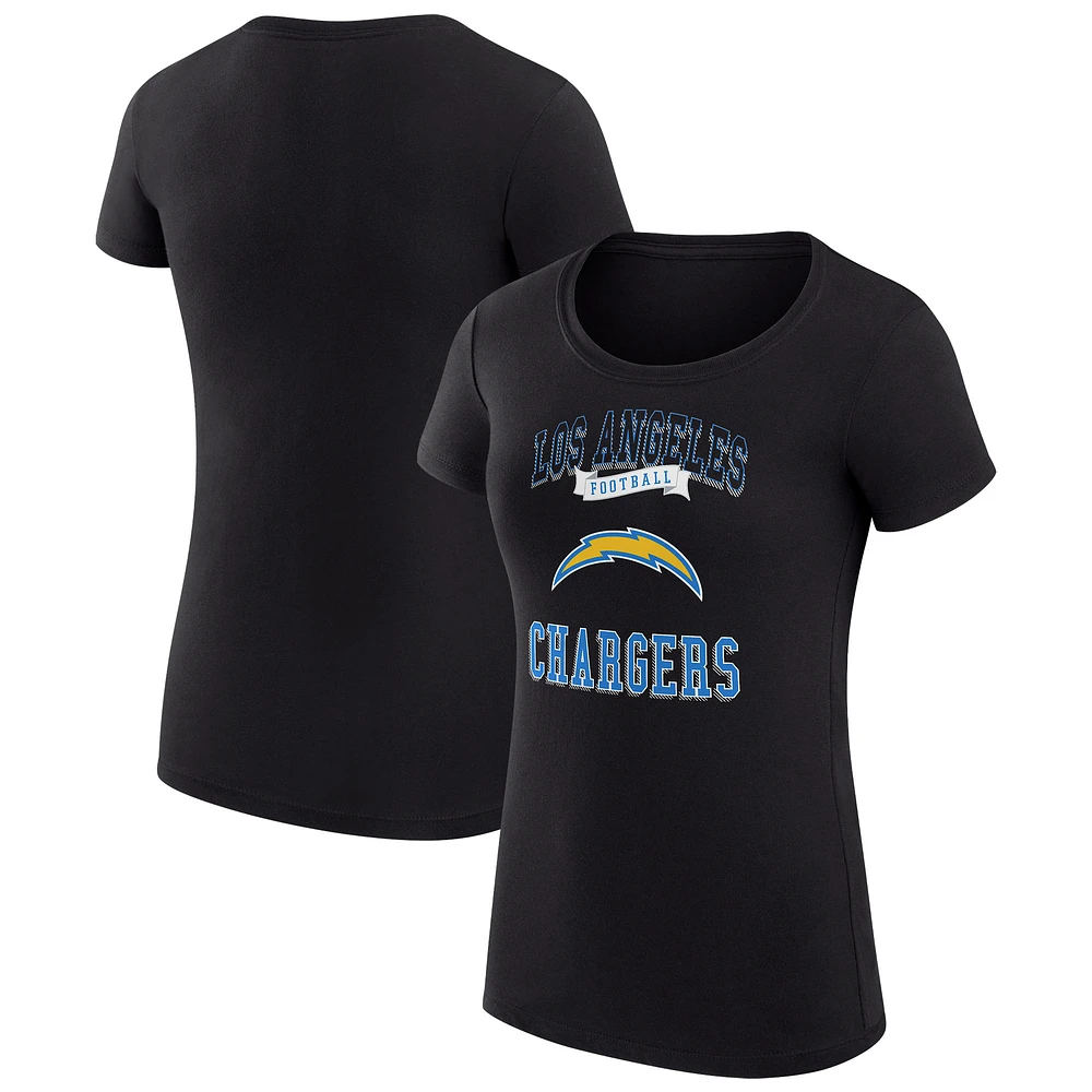 Women's G-III 4Her by Carl Banks Black Los Angeles Chargers Super-Slim Fit Lightweight Team Logo Graphic T-Shirt