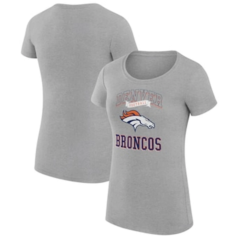 Women's G-III 4Her by Carl Banks Heather Gray Denver Broncos Super-Slim Fit Lightweight Team Logo Graphic T-Shirt