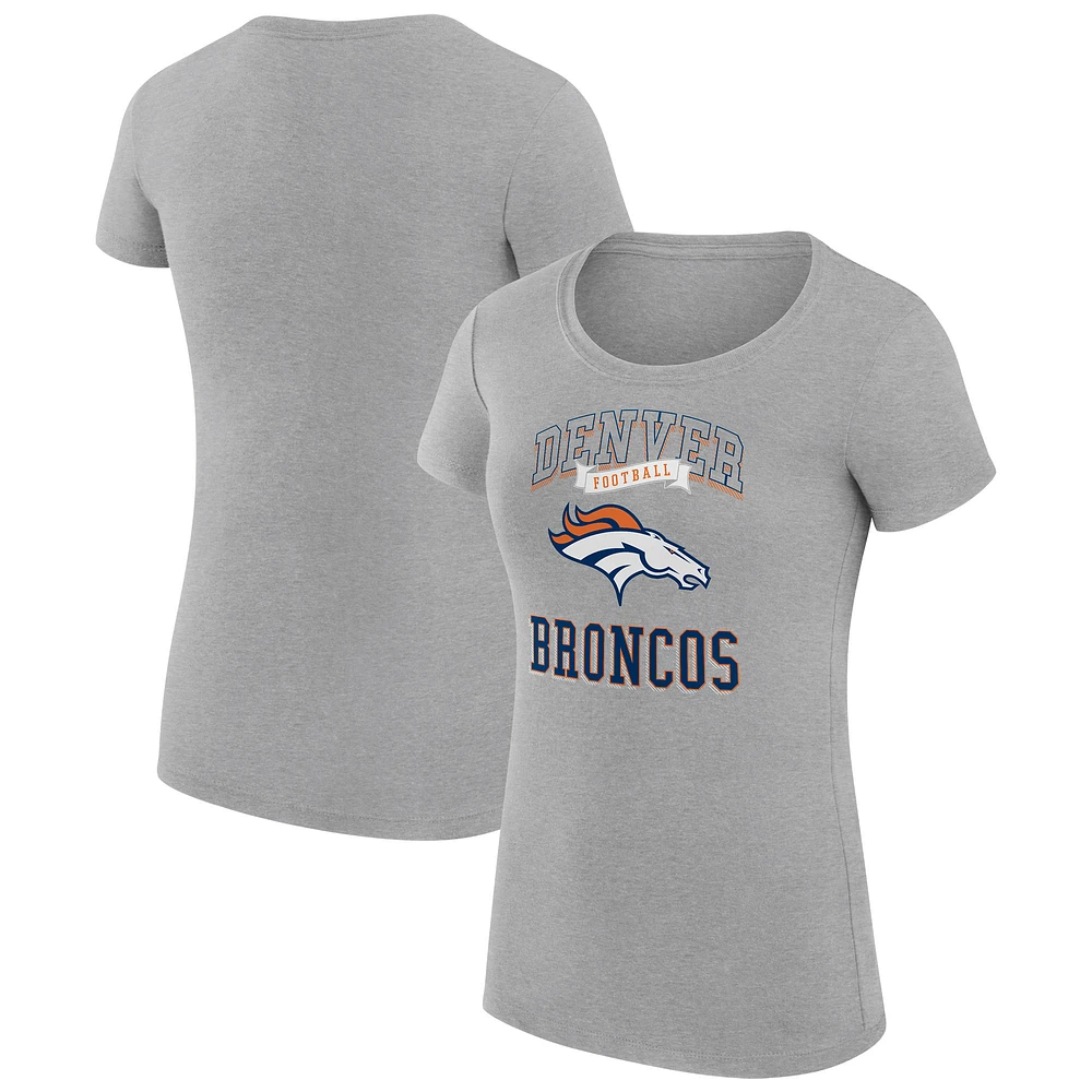 Women's G-III 4Her by Carl Banks Heather Gray Denver Broncos Super-Slim Fit Lightweight Team Logo Graphic T-Shirt