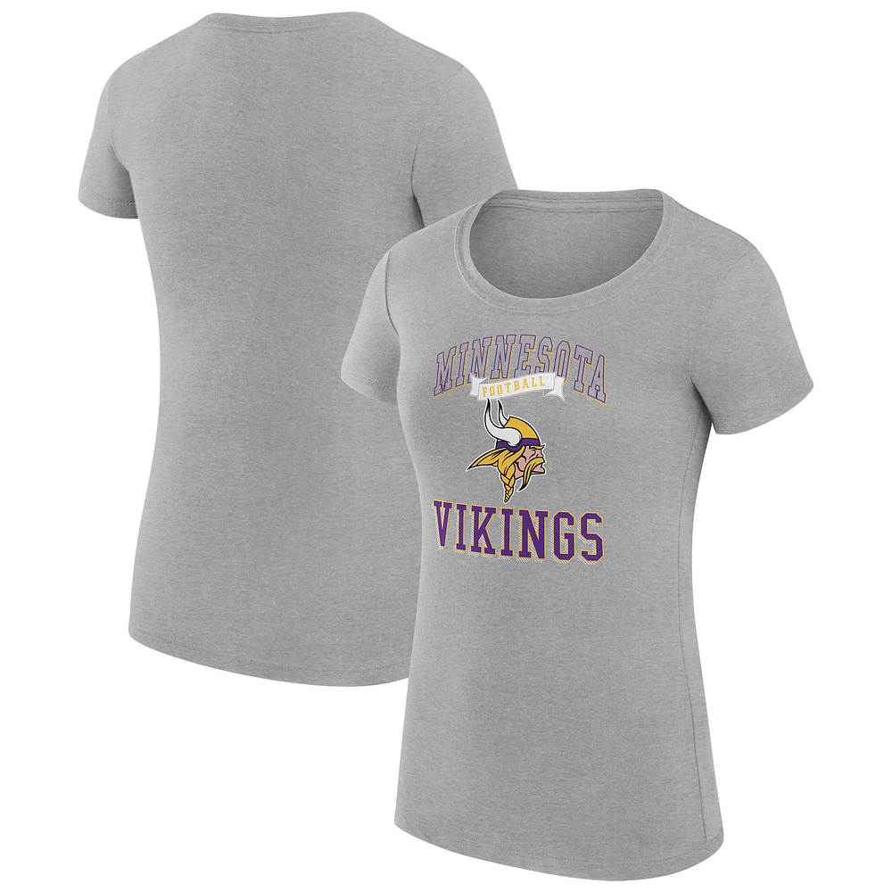 Women's G-III 4Her by Carl Banks Heather Gray Minnesota Vikings Super-Slim Fit Lightweight Team Logo Graphic T-Shirt