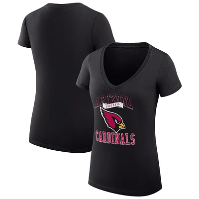 Women's G-III 4Her by Carl Banks Black Arizona Cardinals Super-Slim Fit Lightweight Team Logo Graphic V-Neck T-Shirt