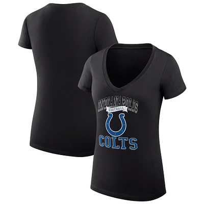 Women's G-III 4Her by Carl Banks Black Indianapolis Colts Super-Slim Fit Lightweight Team Logo Graphic V-Neck T-Shirt