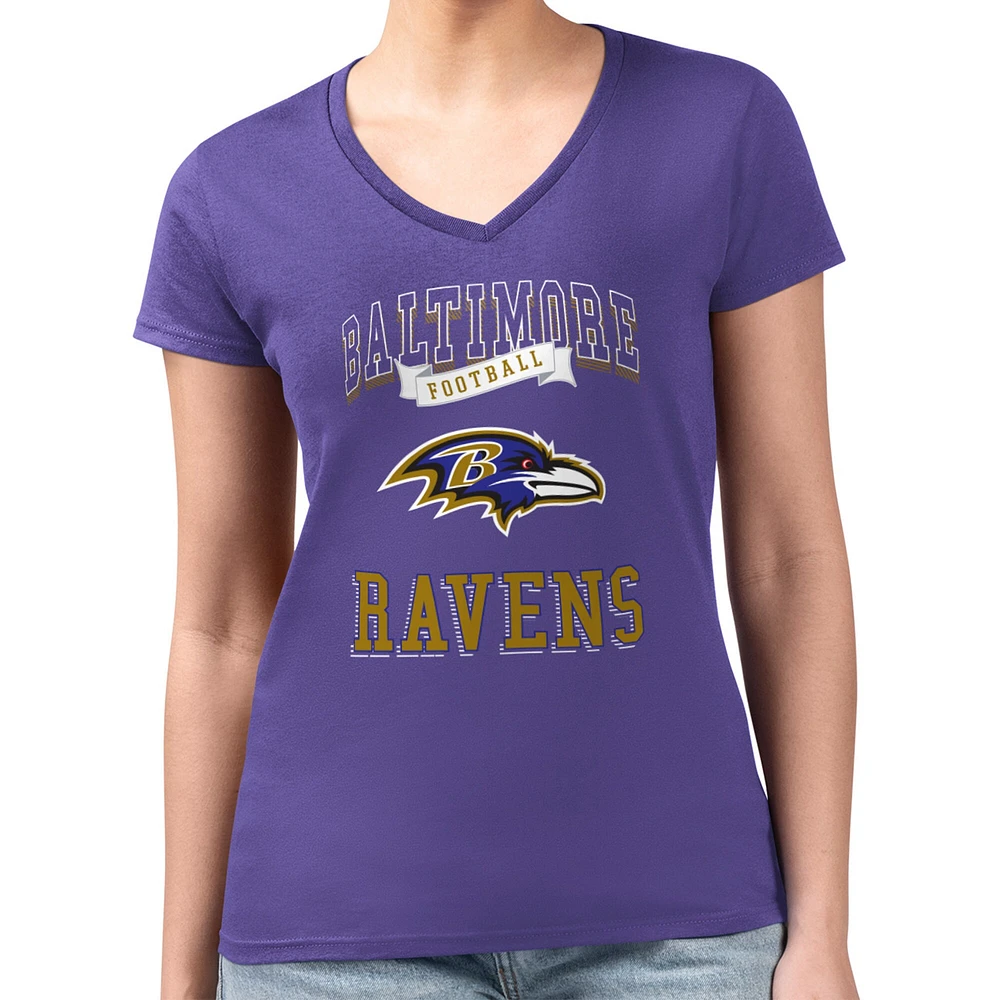 Women's G-III 4Her by Carl Banks Purple Baltimore Ravens Super-Slim Fit Lightweight Team Logo Graphic V-Neck T-Shirt