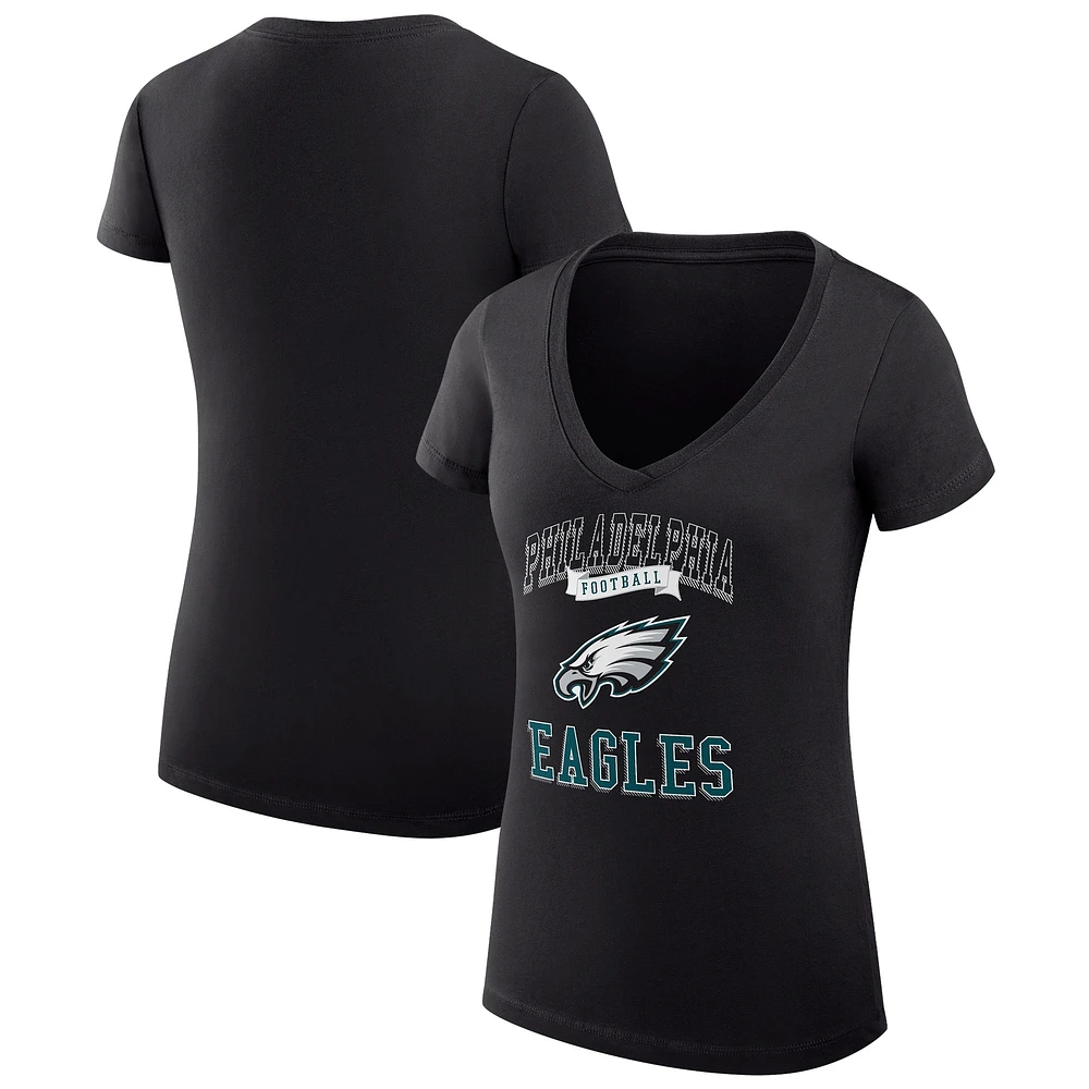 Women's G-III 4Her by Carl Banks Philadelphia Eagles Super-Slim Fit Lightweight Team Logo Graphic V-Neck T-Shirt
