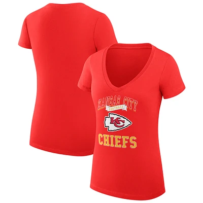Women's G-III 4Her by Carl Banks Kansas City Chiefs Super-Slim Fit Lightweight Team Logo Graphic V-Neck T-Shirt