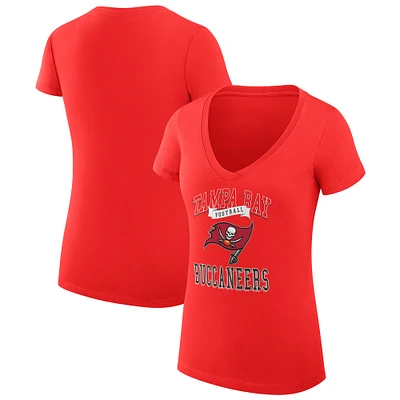 Women's G-III 4Her by Carl Banks Tampa Bay Buccaneers Super-Slim Fit Lightweight Team Logo Graphic V-Neck T-Shirt