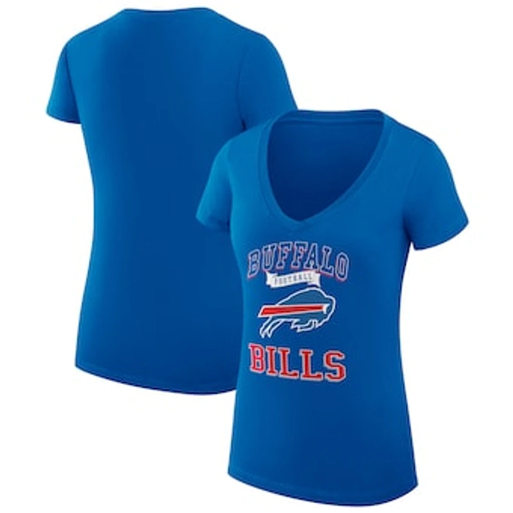 Women's G-III 4Her by Carl Banks Royal Buffalo Bills Super-Slim Fit Lightweight Team Logo Graphic V-Neck T-Shirt