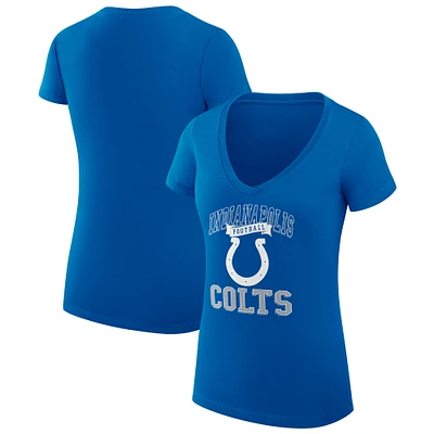 Women's G-III 4Her by Carl Banks Royal Indianapolis Colts Super-Slim Fit Lightweight Team Logo Graphic V-Neck T-Shirt