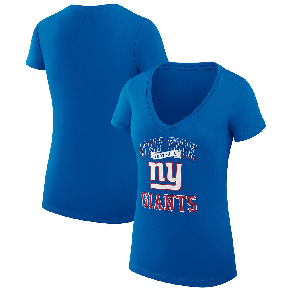 Women's G-III 4Her by Carl Banks Royal New York Giants Super-Slim Fit Lightweight Team Logo Graphic V-Neck T-Shirt