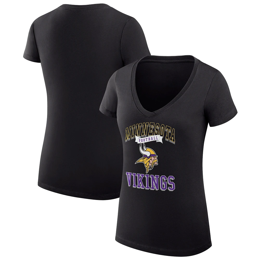 Women's G-III 4Her by Carl Banks Minnesota Vikings Super-Slim Fit Lightweight Team Logo Graphic V-Neck T-Shirt