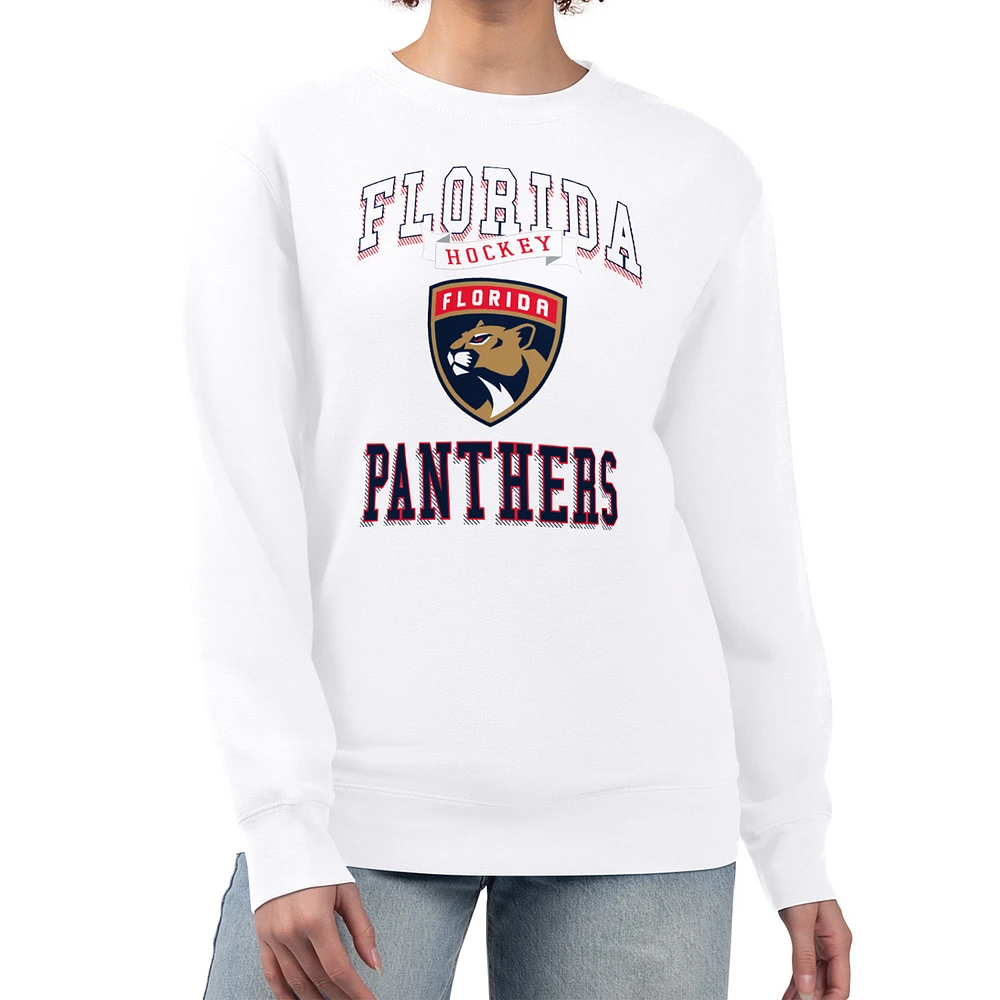 Women's G-III 4Her by Carl Banks White Florida Panthers Team Logo Tri-Blend Fleece Pullover Sweatshirt