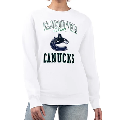Women's G-III 4Her by Carl Banks White Vancouver Canucks Team Logo Tri-Blend Fleece Pullover Sweatshirt