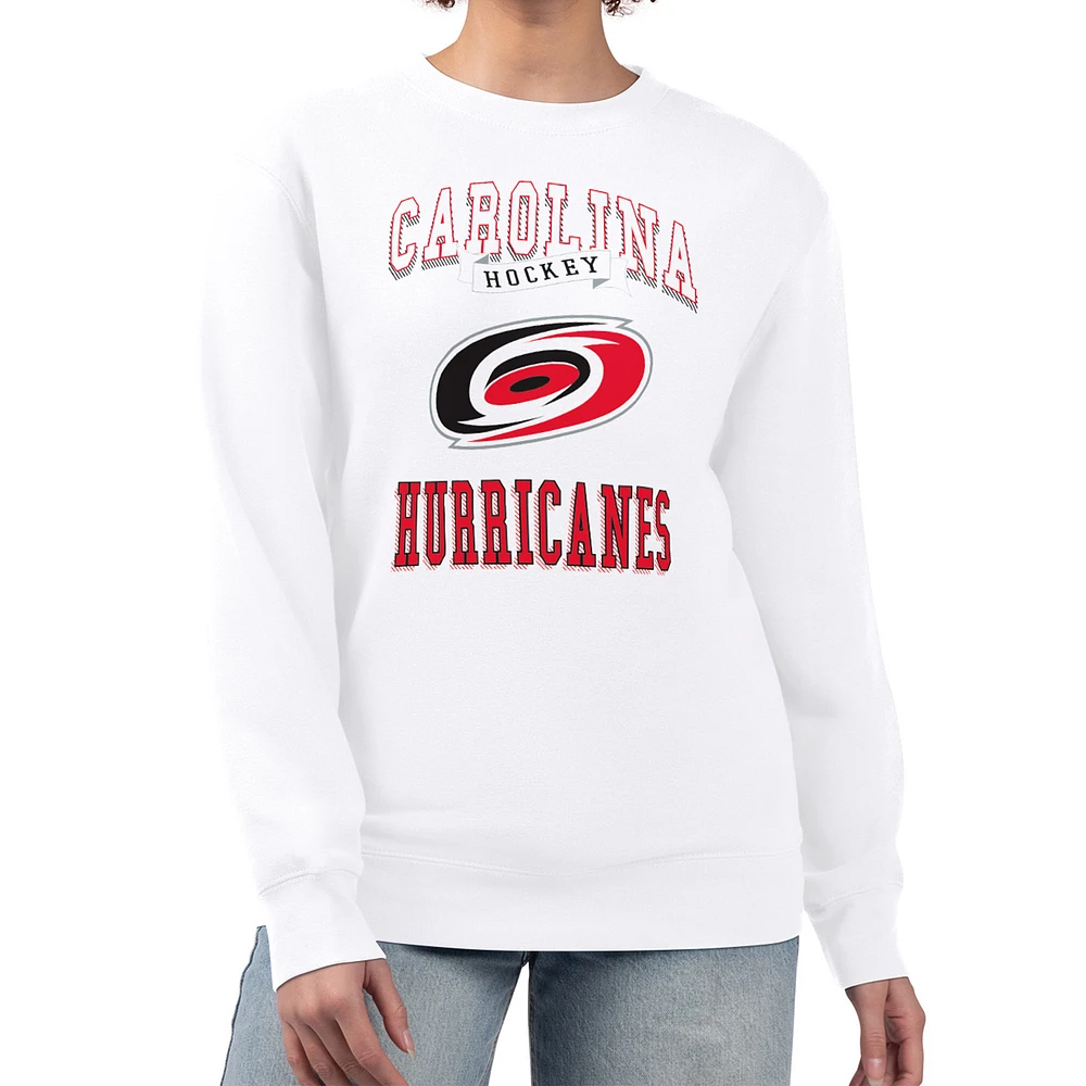 Women's G-III 4Her by Carl Banks White Carolina Hurricanes Team Logo Tri-Blend Fleece Pullover Sweatshirt