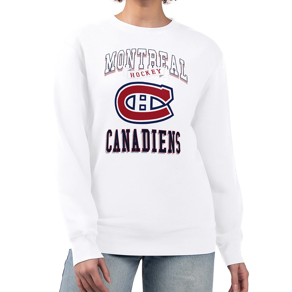Women's G-III 4Her by Carl Banks White Montreal Canadiens Team Logo Tri-Blend Fleece Pullover Sweatshirt