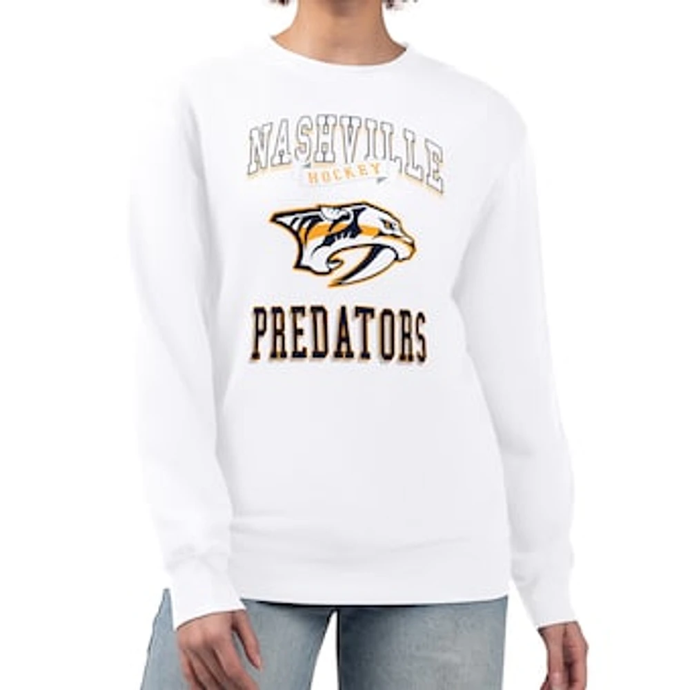 Women's G-III 4Her by Carl Banks White Nashville Predators Team Logo Tri-Blend Fleece Pullover Sweatshirt
