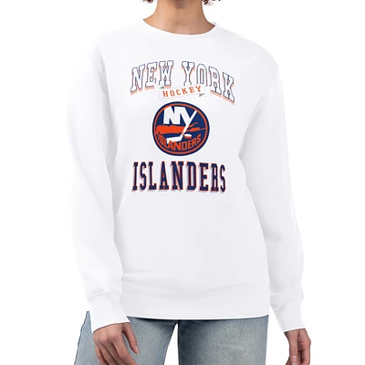 Women's G-III 4Her by Carl Banks White New York Islanders Team Logo Tri-Blend Fleece Pullover Sweatshirt