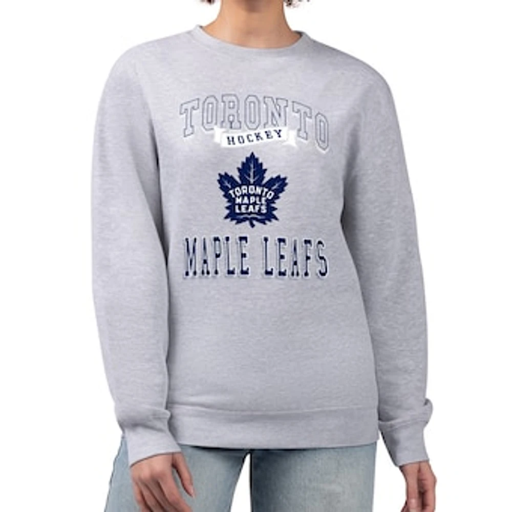 Women's G-III 4Her by Carl Banks Heather Gray Toronto Maple Leafs Team Logo Tri-Blend Fleece Pullover Sweatshirt