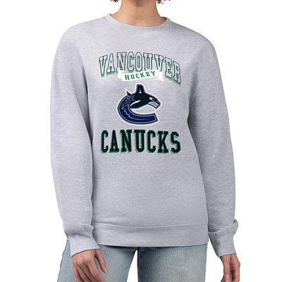 Women's G-III 4Her by Carl Banks Heather Gray Vancouver Canucks Team Logo Tri-Blend Fleece Pullover Sweatshirt